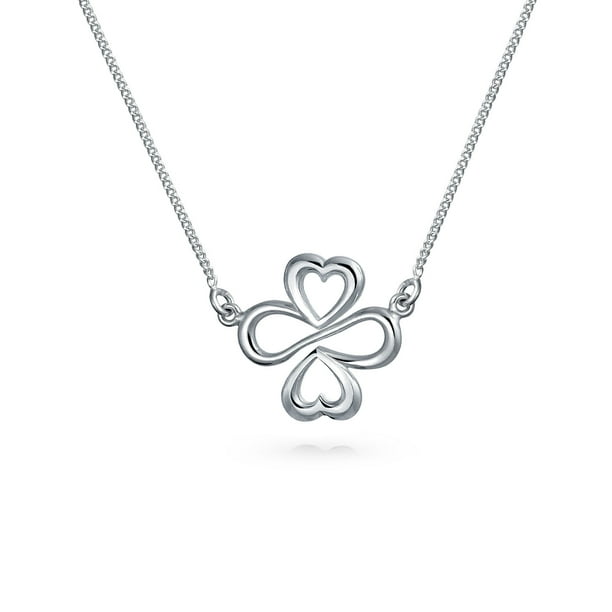 Ayllu Inspirational Symbol For Love Luck Unity Heart Infinity Clover Pendant Necklace For Girlfriend 925 Sterling Silver 